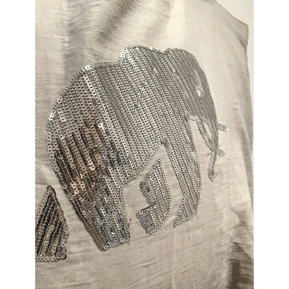 Banana Republic Silver and Gray Sequin Lucky Elephant Nylon Tote Bag
